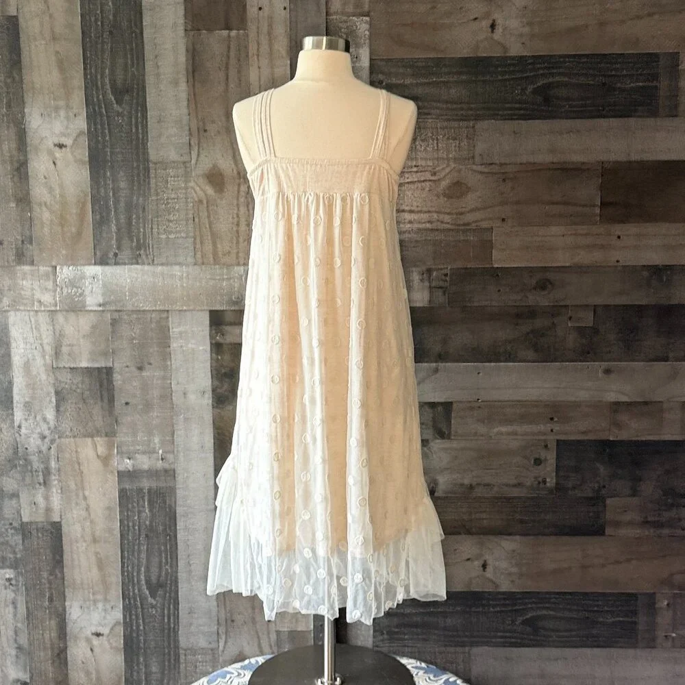 Isobella & Chloe cream polka dot lace dress girls size 8 garden party summer
